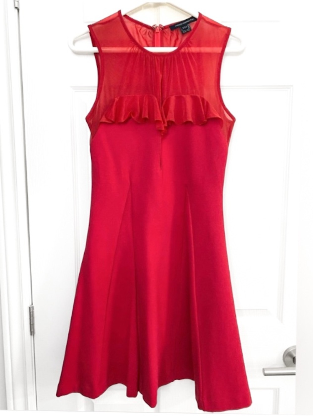 NWOT - French Connection Red Dress with Sheer Top